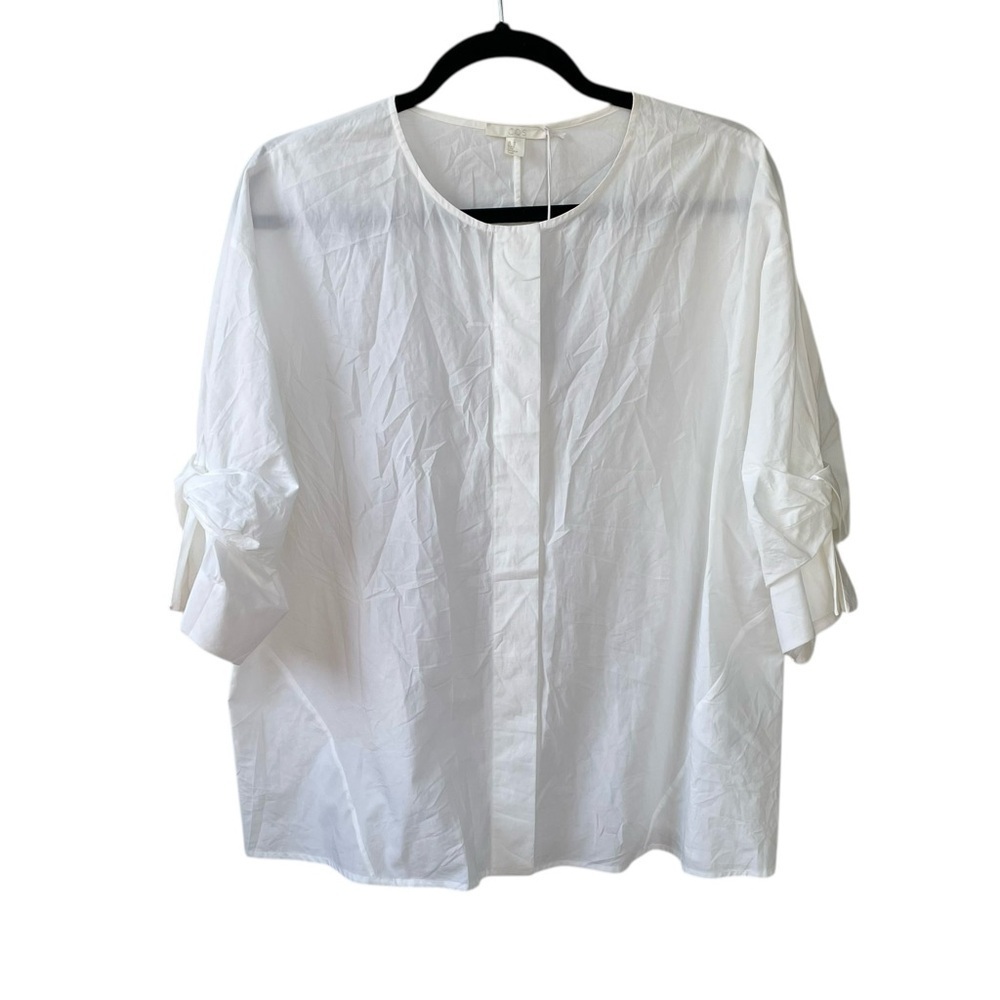 COS Cotton Collarless Button Front Blouse White 10